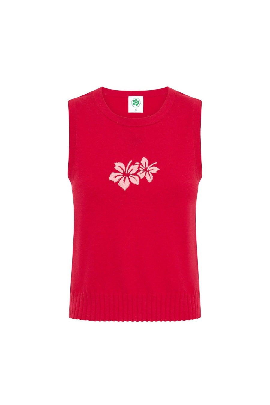 Women Emma Mulholland on Holiday Knitwear | Hibiscus Island Tank-Red/Peach