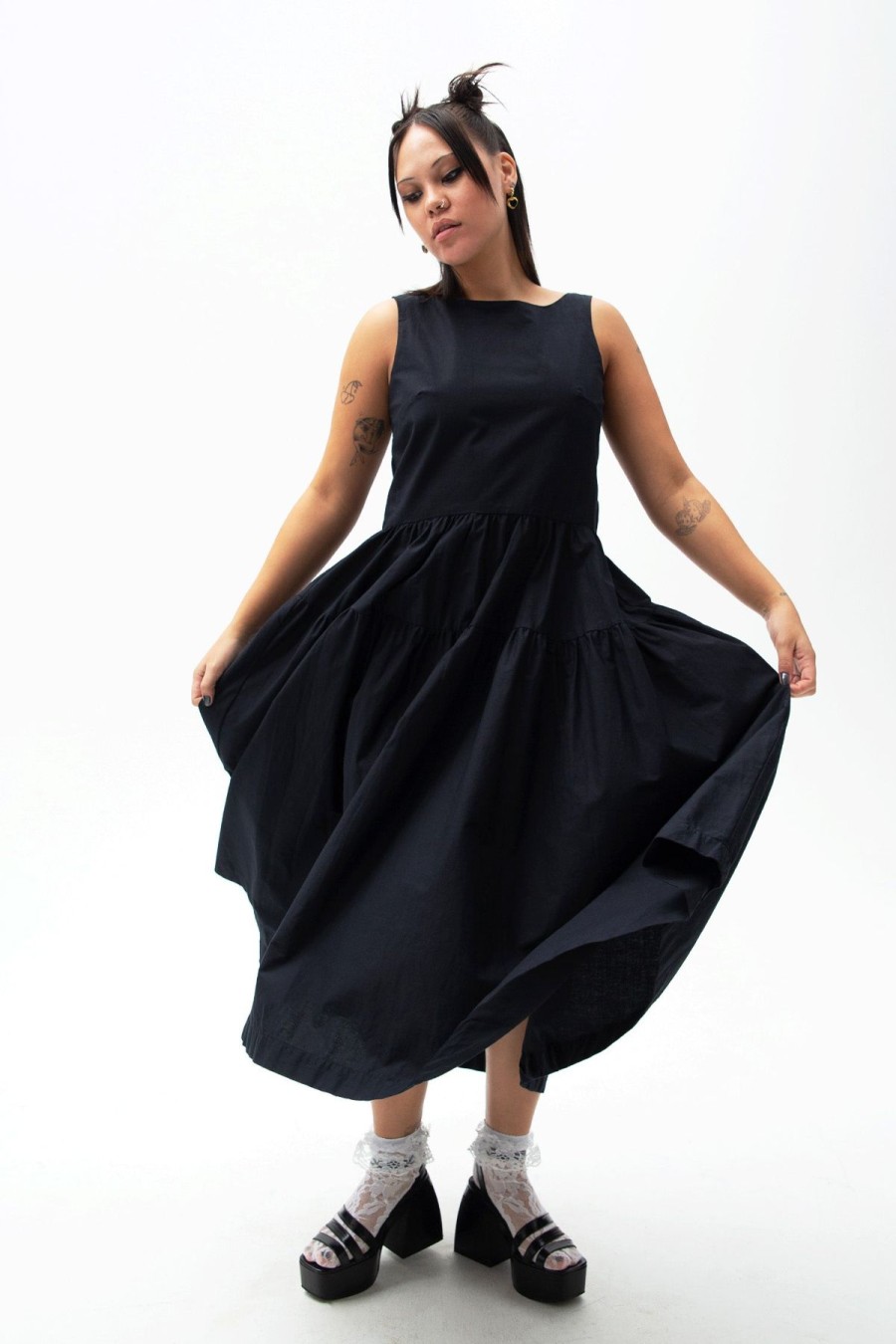 Women Emma Mulholland on Holiday Dresses & Skirts | Forever Yours Gathered Midi Dress-Black