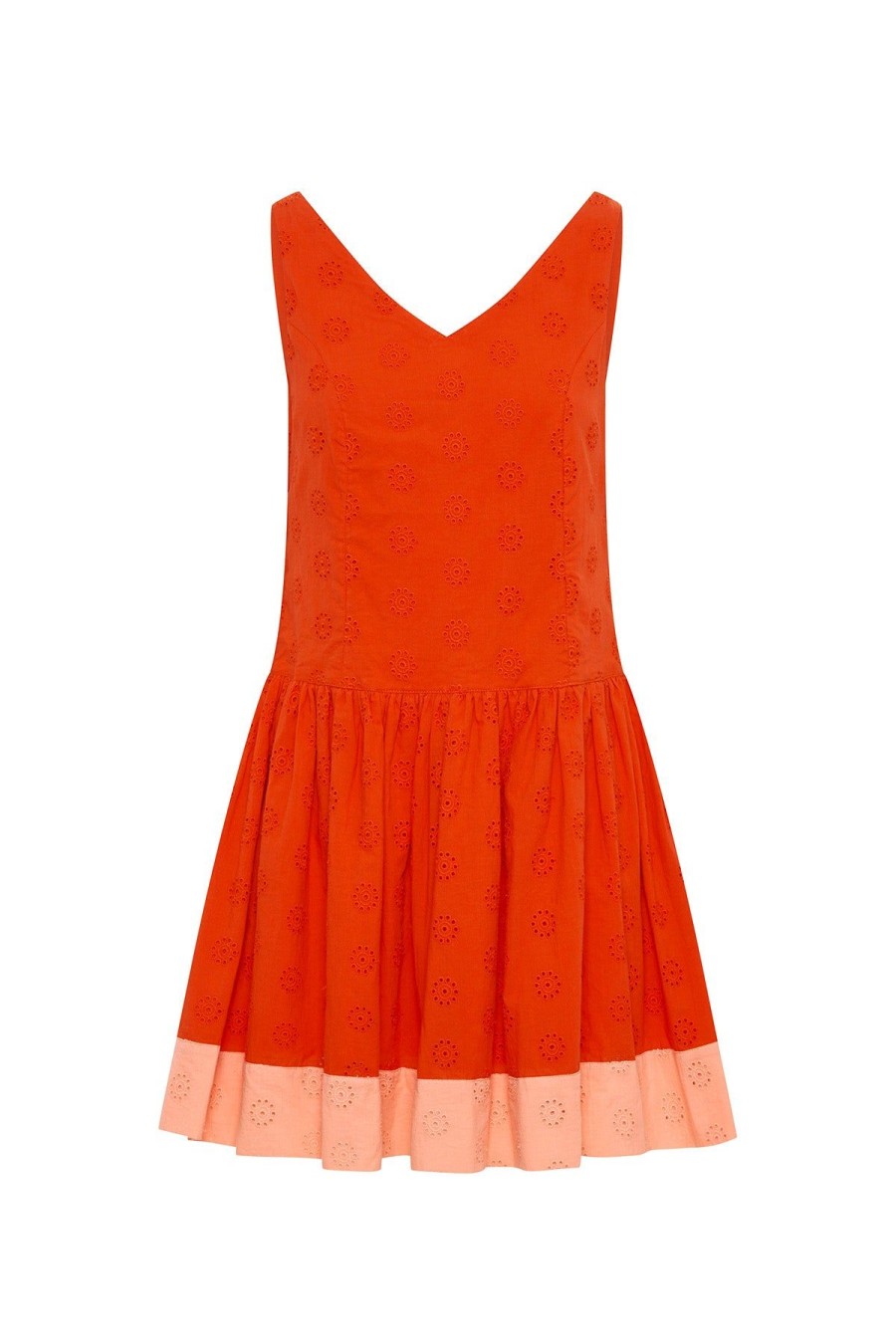 Women Emma Mulholland on Holiday Resort Sets | Sunset Broderie Dress-Red/Apricot