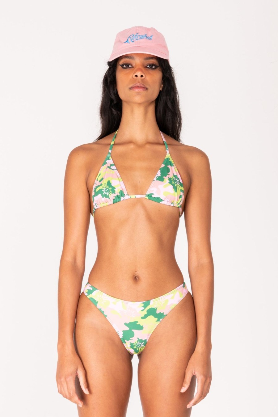 Women Emma Mulholland on Holiday Swimwear | Butterfly Camo Triangle Bikini Top-Pink/Green