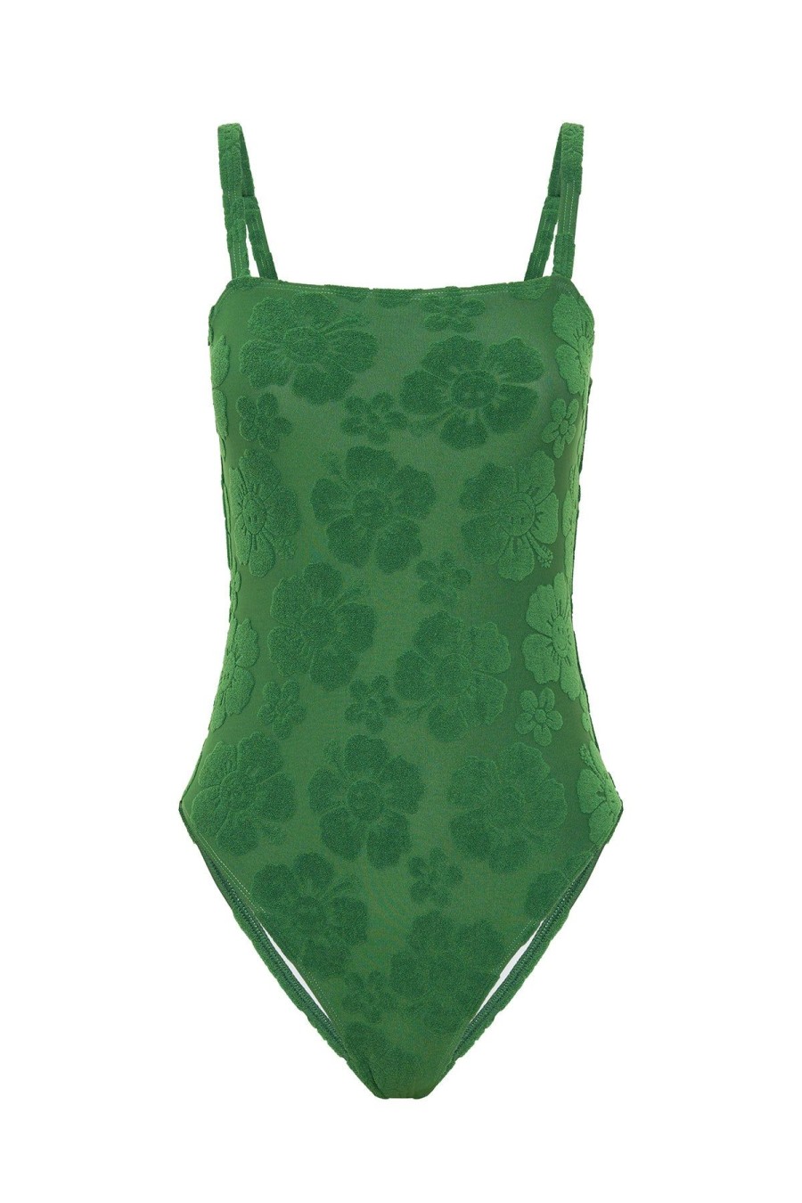 Women Emma Mulholland on Holiday Swimwear | Happy Hibiscus Vacation One Piece-Forest Green
