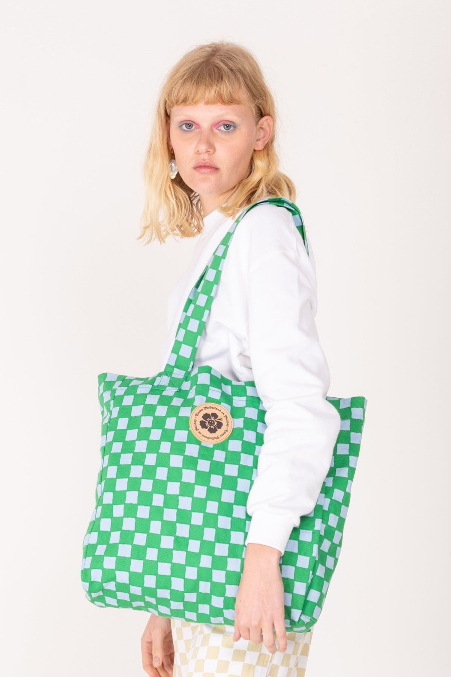 Accessories Emma Mulholland on Holiday | Check Tote Bag-Blue/Green