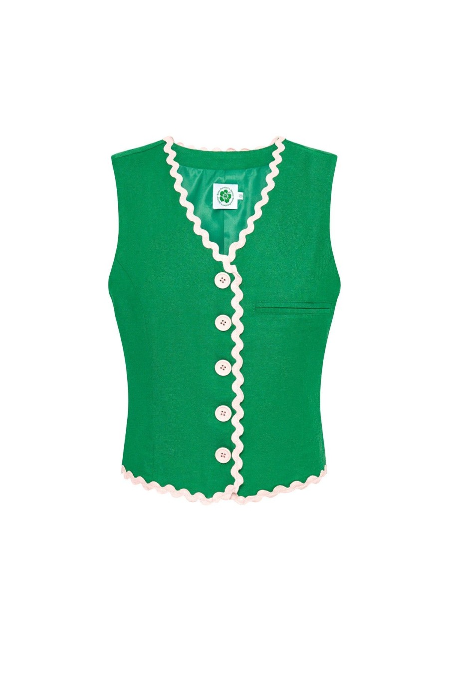 Women Emma Mulholland on Holiday Party Wear | Spaghetti Vest-Green/Pink