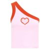 Women Emma Mulholland on Holiday Tees & Tops | Heart One-Shoulder Top-Pink/Red