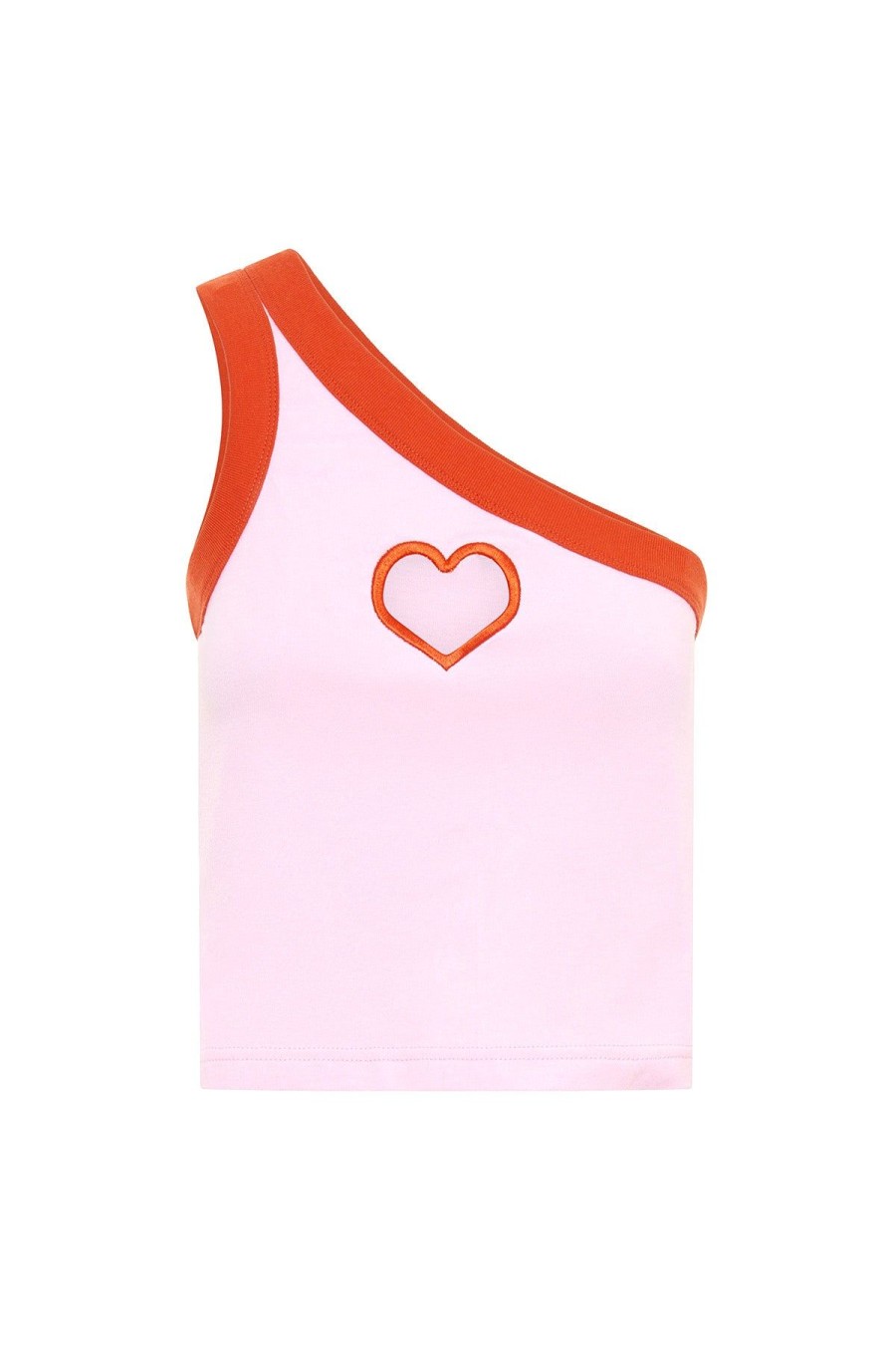 Women Emma Mulholland on Holiday Tees & Tops | Heart One-Shoulder Top-Pink/Red