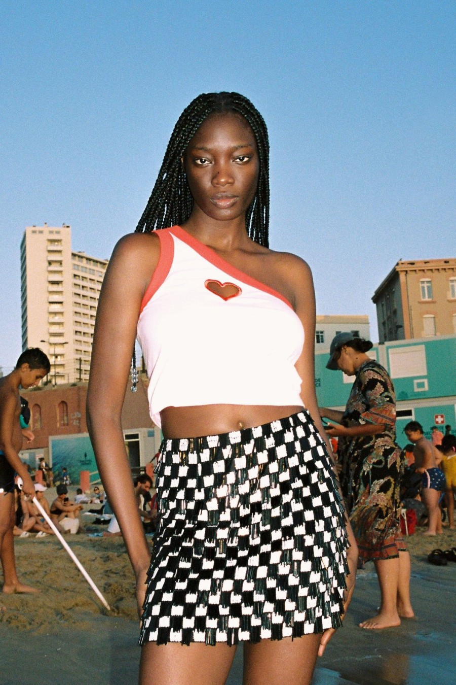 Women Emma Mulholland on Holiday Tees & Tops | Heart One-Shoulder Top-Pink/Red
