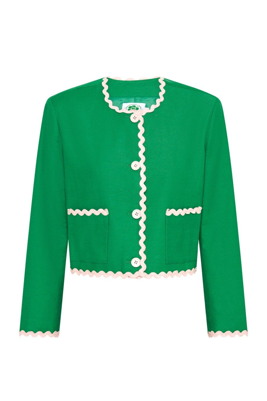 Women Emma Mulholland on Holiday Outerwear | Spaghetti Cropped Jacket-Green/Pink