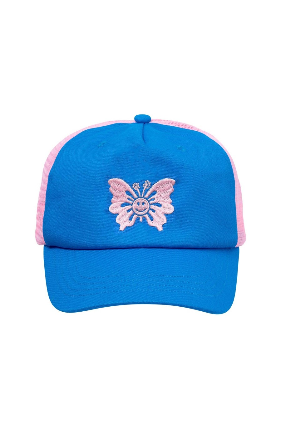 Accessories Emma Mulholland on Holiday | Embroidered Trucker Cap-Happy Butterfly Blue