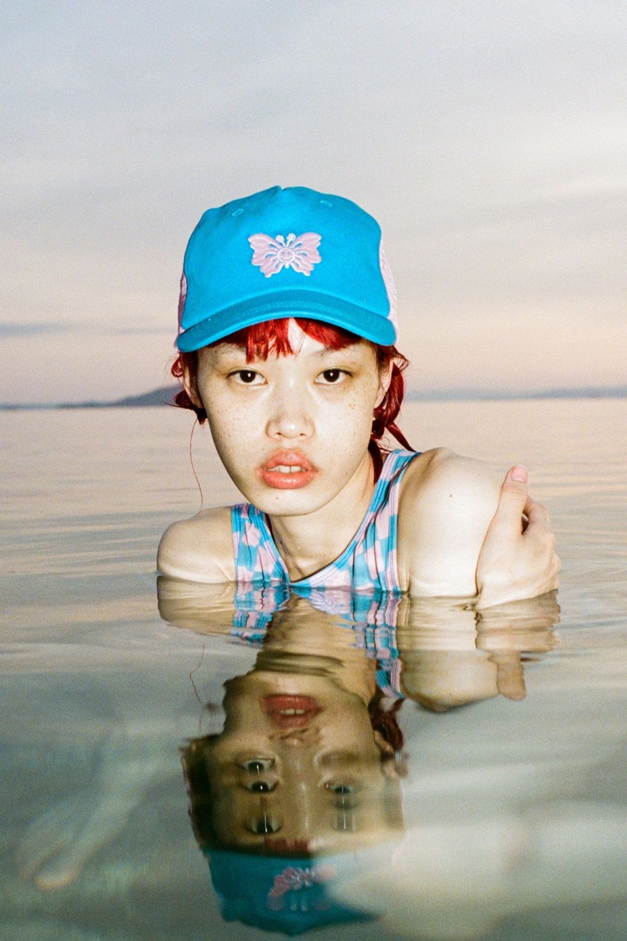 Accessories Emma Mulholland on Holiday | Embroidered Trucker Cap-Happy Butterfly Blue