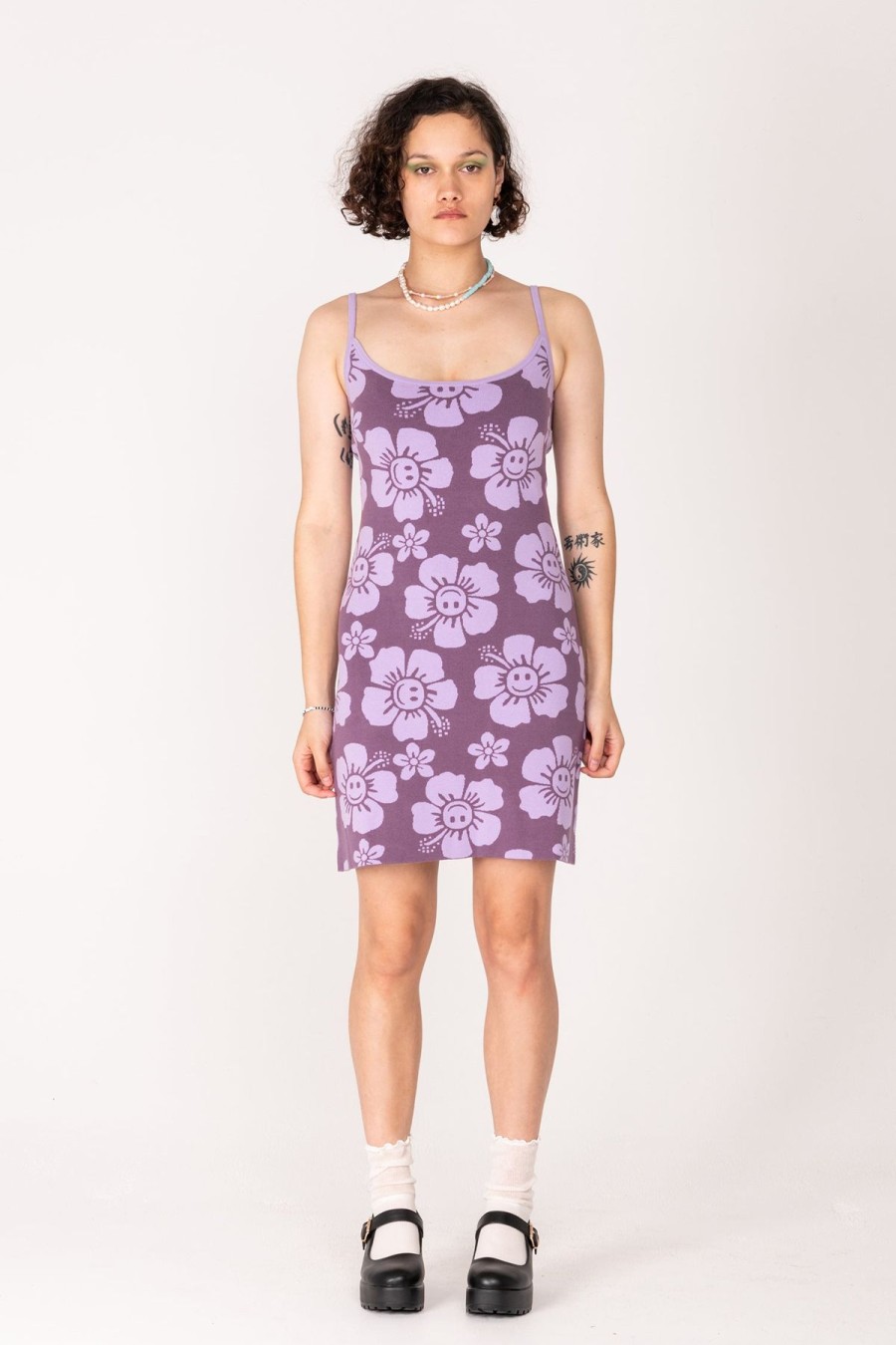 Women Emma Mulholland on Holiday Knitwear | Happy Hibiscus Knit Mini Dress-Purple