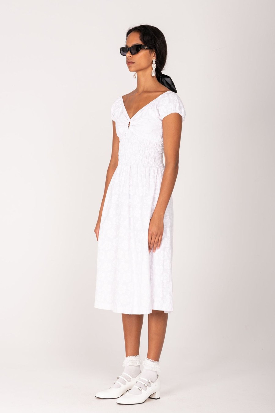 Women Emma Mulholland on Holiday Dresses & Skirts | Happy Hibiscus Ruched Midi Dress