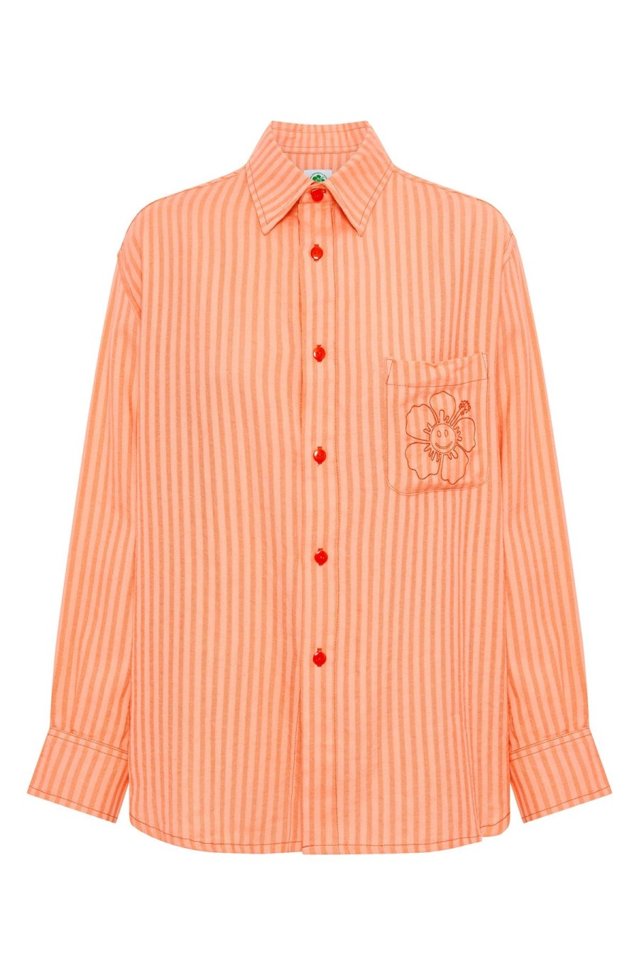 Women Emma Mulholland on Holiday Tees & Tops | Happy Hibiscus Beach Shirt-Apricot