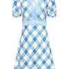 Women Emma Mulholland on Holiday Dresses & Skirts | Hibiscus Plaid Mini Dress-Blue/White
