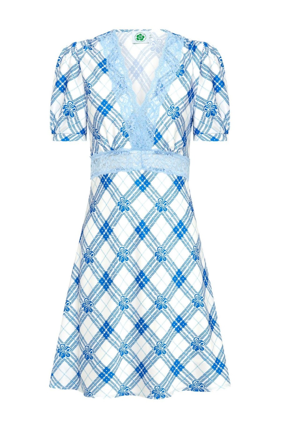 Women Emma Mulholland on Holiday Dresses & Skirts | Hibiscus Plaid Mini Dress-Blue/White